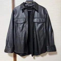 ZARA フェイクレザーシャツジャケット ブラック XS