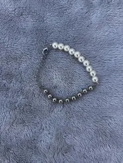パール×メタルブレスレット男女兼用シルバー系アクセサリー定番人気メンズレディース