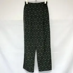 イージーパンツ　ウエストゴム　総柄　小紋柄　小紋　ストレートパンツ　オレンジ