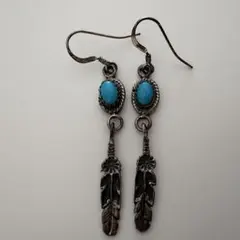 ターコイズ羽根モチーフピアス