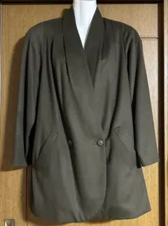 オリーブグリーン ノーカラー ジャケット