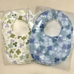 スタイ2枚セット ベビー用品 ハンドメイド ダブルガーゼ クローバー動物柄