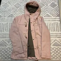 ピンクダッフルコートとアイボリーフリースベストセット