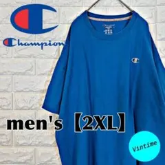 V791 Champion 刺繍ロゴTシャツ メンズ2XL ブルー
