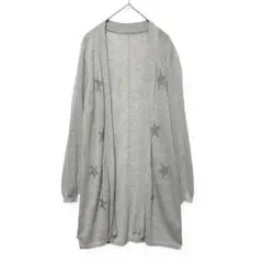 【プリージング】カーディガン 羽織り 星型 ゆったり 長袖 グレー