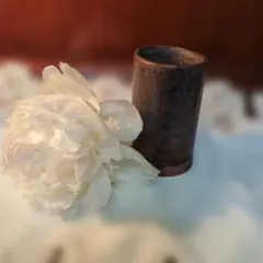 茶色い陶器の花瓶　ハンドメイド　オマケつけます