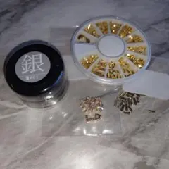 プリジェル カラーEX 銀(未開封)、ネイルパーツセット