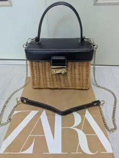 ZARA美品☆ラタン　ミノディエールケース籐かごバッグ