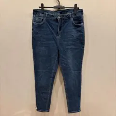 美品✨ダークブルー ストレートデニム 無地 レディース ジーンズ ジーパン