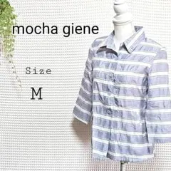 mocha giene 條紋 五分袖襯衫 M