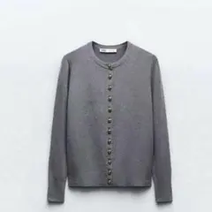 ZARA グレー ボタンニットカーディガン