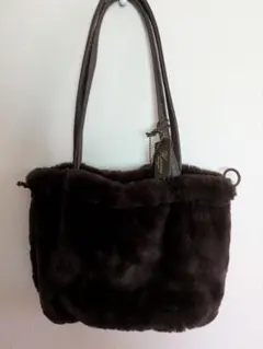 フェイクファーショルダーバッグ ダークブラウン