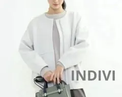 インディヴィ　エアーダンボールライトジャケット ブルゾンノーカラージップJK