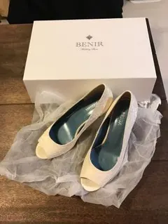 Benir ウェディングシューズ WhiteLace オープントウ