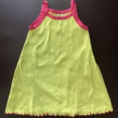 マーキーズ ノースリーブワンピース 黄緑×ピンク 120