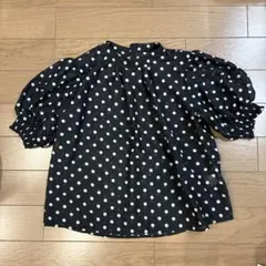 水玉模様 シフォンブラウス 半袖