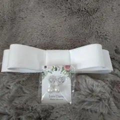 ☆リボンボンネ ピアス☆ブライダルアクセサリー美品