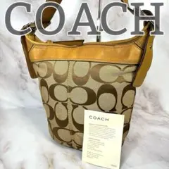 【極美品】COACH コーチ ショルダーバッグ シグネチャー バケツ型 ブラウン