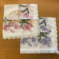 Nina Ricci 花柄ハンカチ 2枚セット