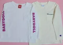 キッズ　ロンティー　ベビードール　ホワイト　チャンピオン　キナリ　110