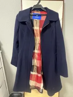【極美品】ブルーレーベルクレストブリッジ チェック 総柄 ピーコート ウール ファインウールダブルビーバースタンドカラーコート