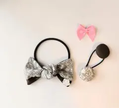 【リバティ】バイカラー.リボンヘアゴム