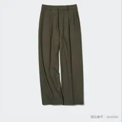 ユニクロ　タックワイドパンツ(標準丈)　オリーブ　M