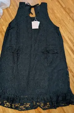 弔事レースエプロン 葬祭 お葬式 ブラックフォーマル　ブラックエプロン