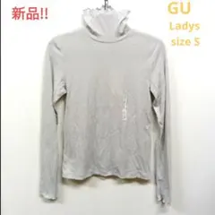 新品!!GU/ジーユー　レディース　ソフトリブタートルネックT　長袖　グレー