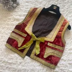 VINTAGE 総柄ベスト 刺繍 スパンコール 希少 彼岸 民族衣装 higan 