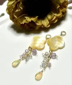 ✨✨天然石　ミモザカラー　ピアリングチャーム　ピアス✨✨