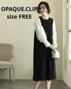 OPAQUE.CLIP 異素材スリーブニットワンピース【洗濯機洗い可】