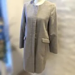 ★【ViS ヴィス】シルエットが魅力的ポケットが特徴的★グレー ノーカラーコート