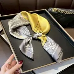 【特別価格】スカーフ　ストール　シルク風　大判　シルクタッチ アレンジ　黄色