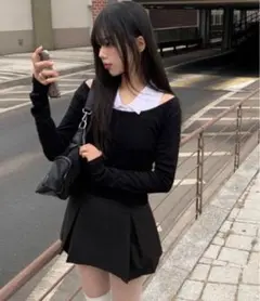 anyonemore ノースリーブシャツ+オフショルダーTシャツセット