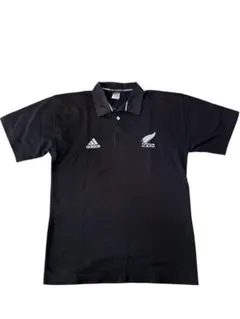 adidas ALL BLACKS ブラックポロシャツ　サイズL