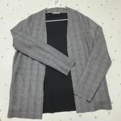 ZARA アウター ノーカラージャケット メンズ カーディガン グレーンチェック