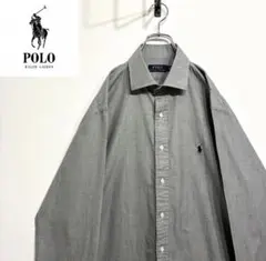 超人気❗️ラルフローレン　ワンポイントロゴシャツ　L 90s刺繍古着希少レア長袖