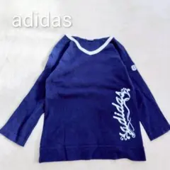 【アディダス】ネイビー Vネック 長袖カットソー トップス k3431