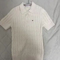TOMMY HILFIGER トミーヒルフィガー ケーブルポロニット アイボリーのサムネイル