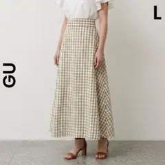 【GU】ジーユー L ロングスカート ギンガムチェック