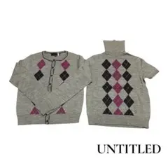 UNTITLED アンサンブル アーガイル柄 カーディガン＋半袖ニット