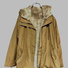 iKKa ベージュ ボア裏地 取り外し可マウンテンパーカー