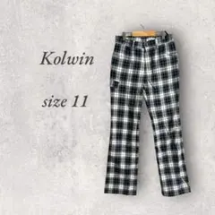 美品/コルウィン/ストレートパンツ/11/チェック/ゴルフ/ズボンNo.1936