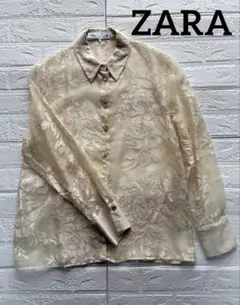 ⭐︎ZARAザラ⭐︎アイボリー フラワー刺繍 シアーシャツ