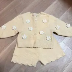 petit main 花モチーフ ニットセット　sサイズ