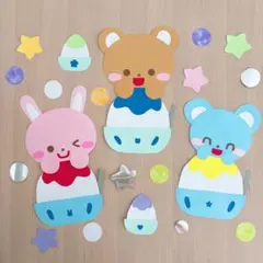 壁面　壁面飾り　ガーランド　かき氷　夏壁面　動物壁面　保育