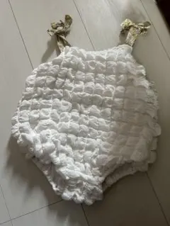 ベビー　夏服　ホワイトロンパース 重ね着