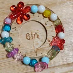 カラフルビーズの花デザインブレスレット 6インチ