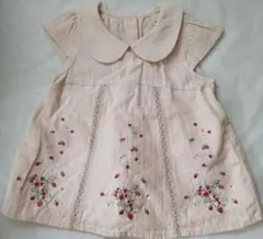 petitmain プティマイン いちご刺繍 トップス チュニック 90 ピンク